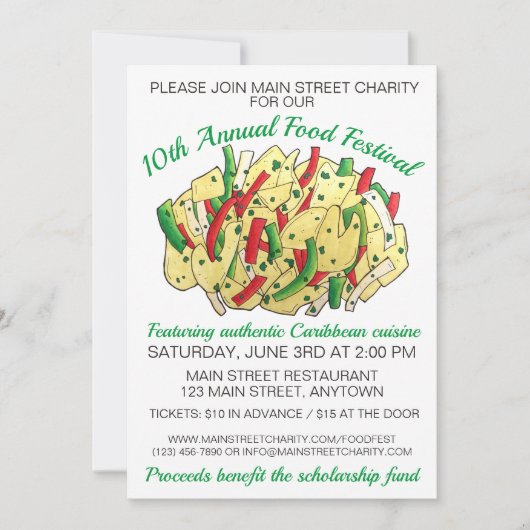 Jamaikanische Karibik Food Festival Ak & Saltfish Einladung (Vorderseite)