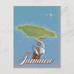 Jamaikanische Reisekarte Inselkarte Postkarte