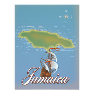 Jamaikanische Reiselandkarte Fotodruck