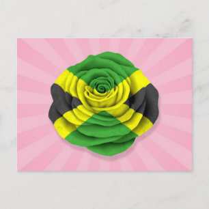 jamaikanische Rose-Flagge in Rosa Postkarte