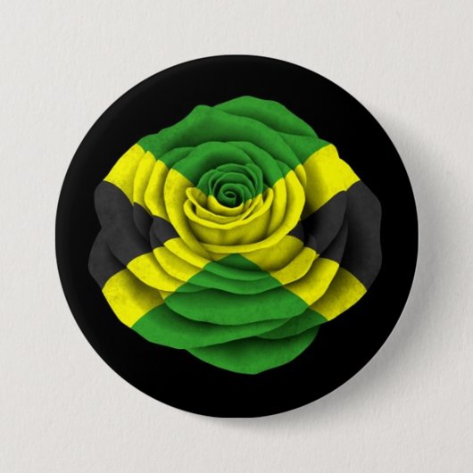 Jamaikanische Rosen-Flagge auf Schwarzem Button (Vorderseite)