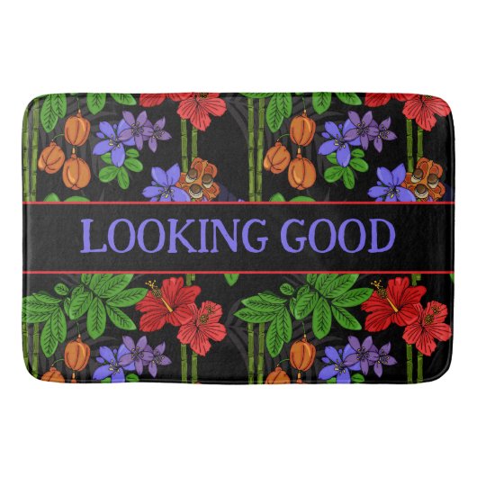 Jamaikanischer Dschungel Tropische Blumen und Früc Badematte (Vorderseite)