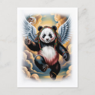 Jamaikanischer Engel-Panda am Himmel auf einem Wei Feiertagspostkarte