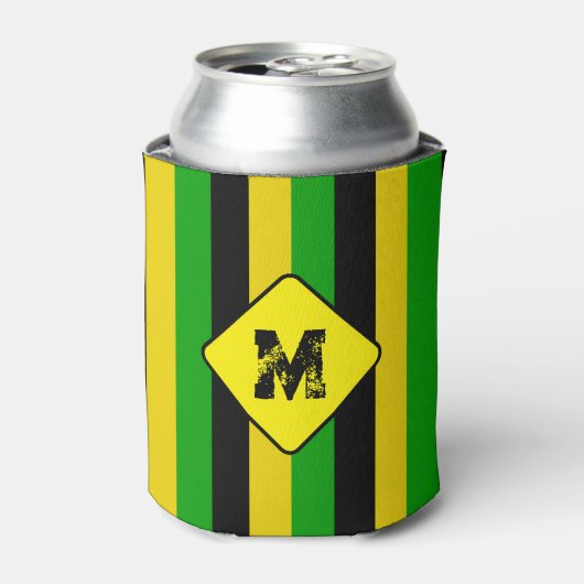 Jamaikanischer Flag gefärbter Monogram Beer Dosenkühler (Kanne Vorderseite)