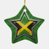 Jamaikanischer Flaggen-Stern mit Strahlen des Keramik Ornament (Hinten)