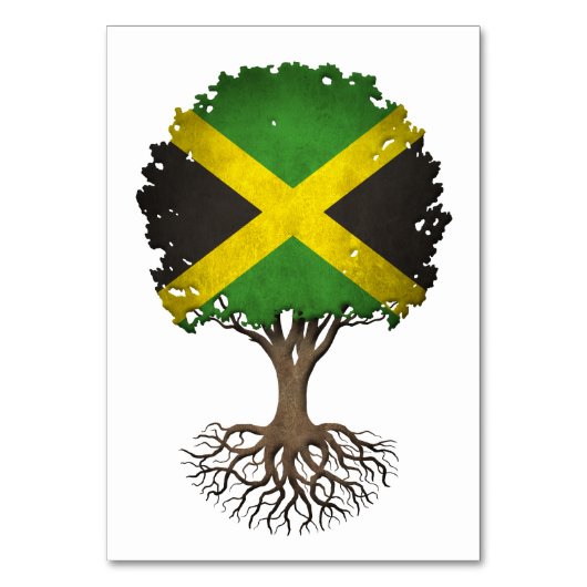 Jamaikanischer Flaggenbaum des Lebens anpassbar Tischnummer (Vorderseite)