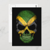 Jamaikanischer Flaggenschädel in Schwarz Postkarte (Vorne/Hinten)