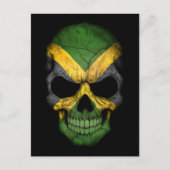 Jamaikanischer Flaggenschädel in Schwarz Postkarte (Vorderseite)