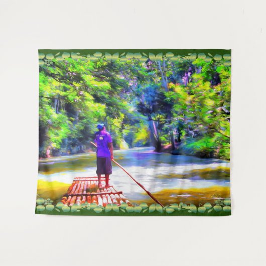 Jamaikanischer Fluss Raft Ride J001 Wandteppich (Vorderseite (Horizontal))