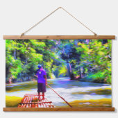Jamaikanischer Fluss Raft Ride J001 Wandteppich Mit Holzrahmen (Vorne)