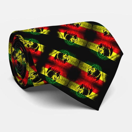 Jamaikanischer Gentleman's Satin Lion Stripe Krawatte (Gerollt)