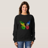 Jamaikanischer Haitianischer Flag Butterfly Sweatshirt (Vorne ganz)