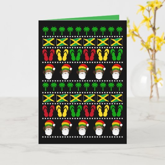 Jamaikanischer hässlicher Pullover Rasta Weihnacht Karte (Gelbe Blume)