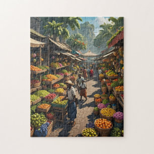 jamaikanischer Obstmarkt im Freien farbenfroh inte Puzzle