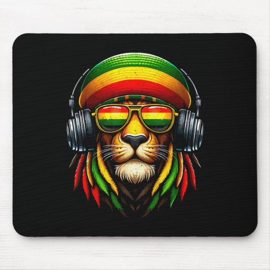 Jamaikanischer Pride Rasta Reggae Lion mit Musik-H Mousepad (Vorne)