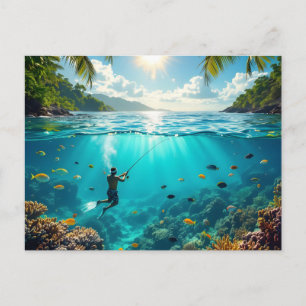 jamaikanischer Speerfischer Mann Postkarte