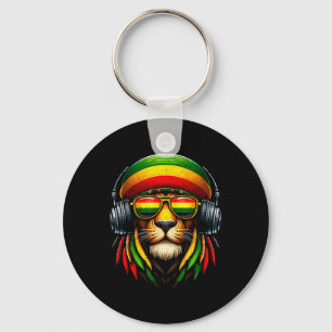 Jamaikanischer Stolz Rasta Reggae Löwe Mit Musik K Schlüsselanhänger