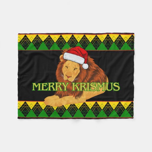Jamaikanischer Weihnachtslion Fleecedecke (Vorderseite (Horizontal))