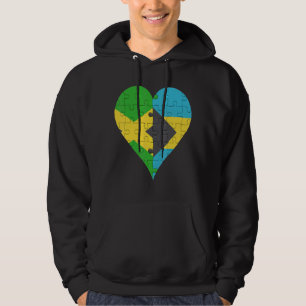 Jamaikanisches bahamianisches Flaggenherz Hoodie