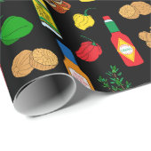 jamaikanisches Essen und Gewürze zum Geburtstag Geschenkpapier (Rolleneckpunkt)