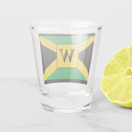 Jamaikanisches Flaggenmonogramm Schnapsglas (Rückseite)