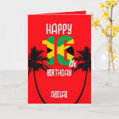 Jamaikanisches Glück zum 16. Geburtstag Karte (Gelbe Blume)
