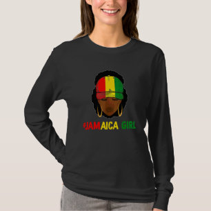 Jamaikanisches Mädchen Afro Jamaika-Flagge Hut Sto T-Shirt