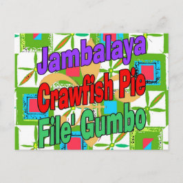 Jambalaya Crawfish Pie Cajun Dish File' Gumbo Song Postkarte