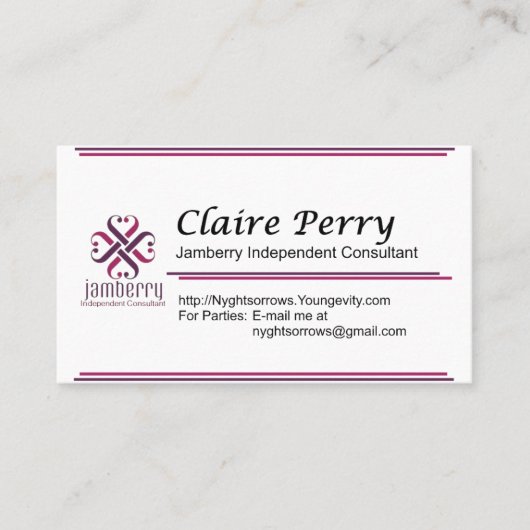 Jamberry Business Card des Claire Perrys Visitenkarte (Vorderseite)