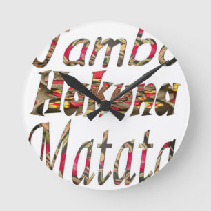 Jambo Hakuna Matata African Vintag Art Print Runde Wanduhr