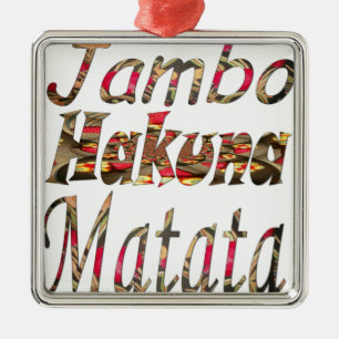 Jambo Hakuna Matata Afrikanischer Vintage-Kunstdru Silbernes Ornament