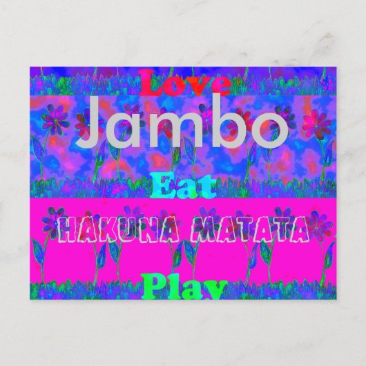 Jambo Hakuna Matata Liebe essen florale Postkarte (Vorderseite)