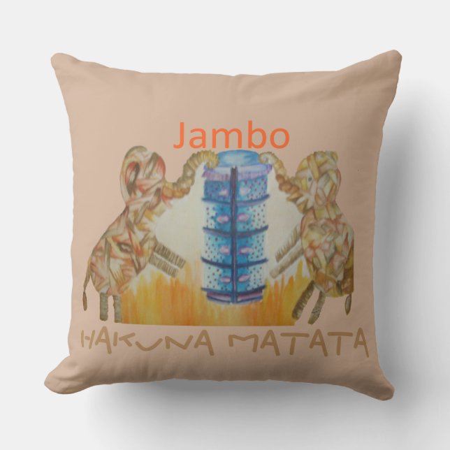 Jambo Jumbo Afrikanische Kinder Elefanten Kunstdru Kissen (Vorderseite)