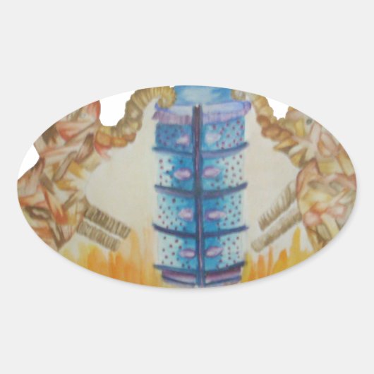 Jambo Jumbo Afrikanische Kinder Elefanten Kunstdru Ovaler Aufkleber (Vorderseite)