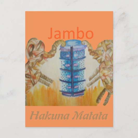Jambo Jumbo Afrikanische Kinder Elefanten Kunstdru Postkarte (Vorderseite)