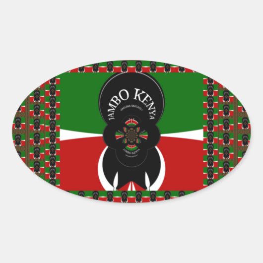 Jambo Kenya Art Print Ovaler Aufkleber (Vorderseite)