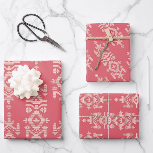 Jamdani-Druck-Volkskunstmuster Geschenkpapier Set (Vorderseite)