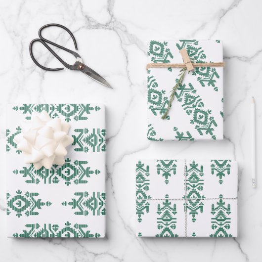 Jamdani-Druck-Volksmuster Geschenkpapier Set (Vorderseite)