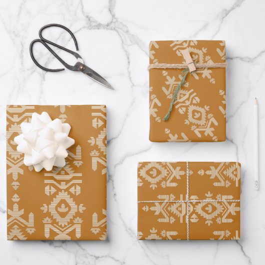 Jamdani Print Folk Pattern Geschenkpapier Set (Vorderseite)