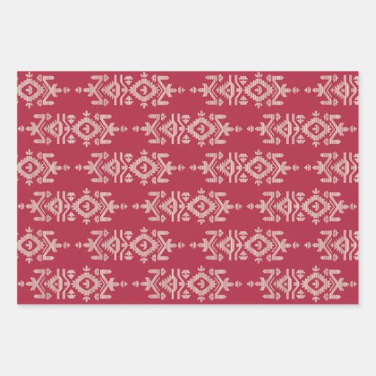 Jamdani Print Folk Pattern Geschenkpapier Set (Vorderseite 3)