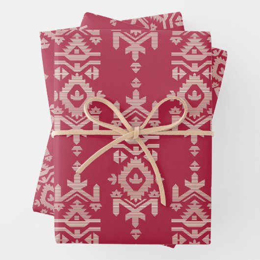 Jamdani Print Folk Pattern Geschenkpapier Set (Beispiel)