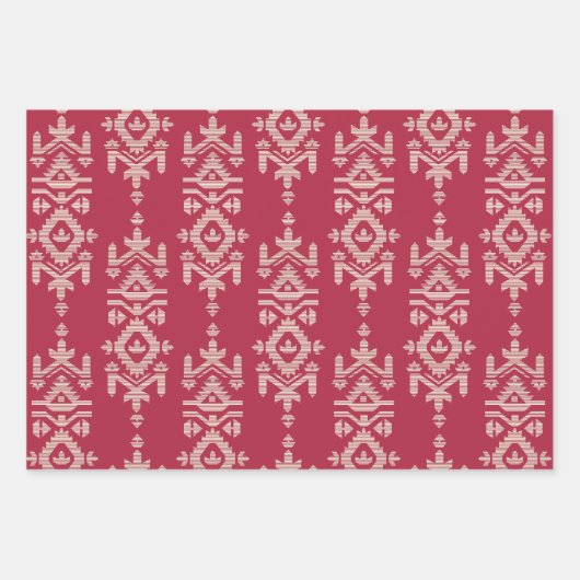 Jamdani Print Folk Pattern Geschenkpapier Set (Vorderseite)