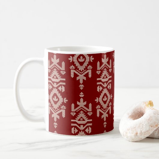 Jamdani Print Folk Pattern Kaffeetasse (Mit Donut)