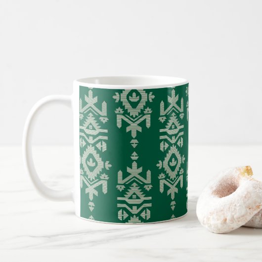 Jamdani Print Folk Pattern Kaffeetasse (Mit Donut)