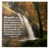 James 1:12 Gesegnet ist derjenige, der die Bibel b Fliese (Vorderseite)