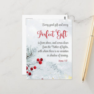 James 1:17 Jedes gute Geschenk Weihnachts-Winterbi Postkarte