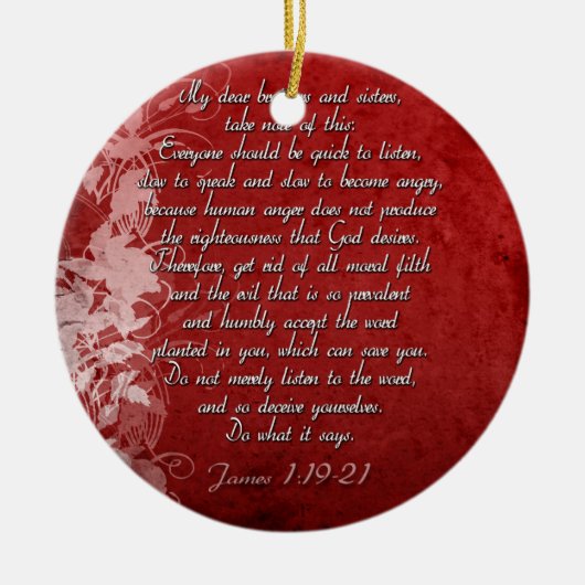 James 1:19 Scripture Gift Keramikornament (Vorne)