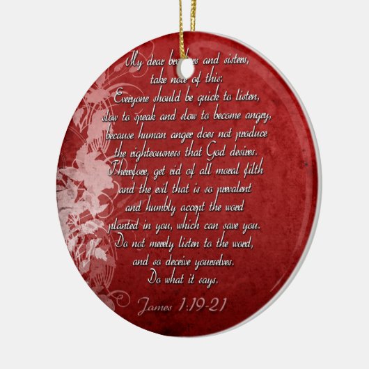 James 1:19 Scripture Gift Keramikornament (Links)
