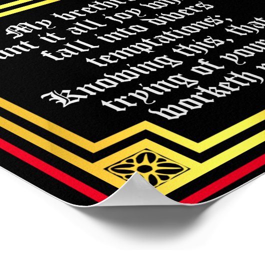 James 1:2 1:3 Illuminiertes neues Testament-Zitat Poster (Ecke)