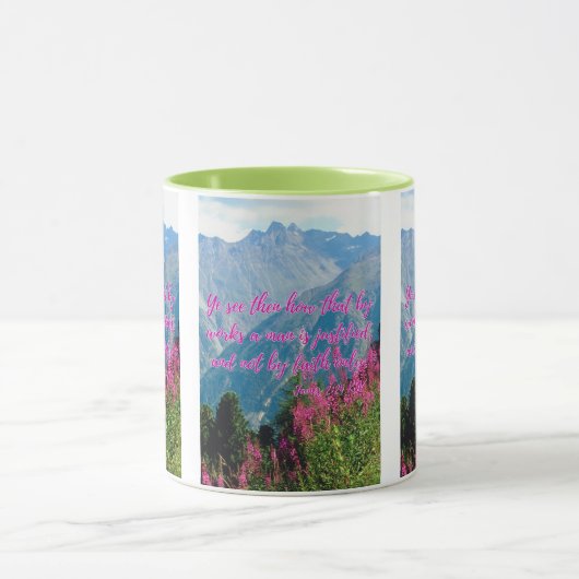 James 2:24 KJV Bible Scripture Pic Two-Tone Tasse (Zentrum)